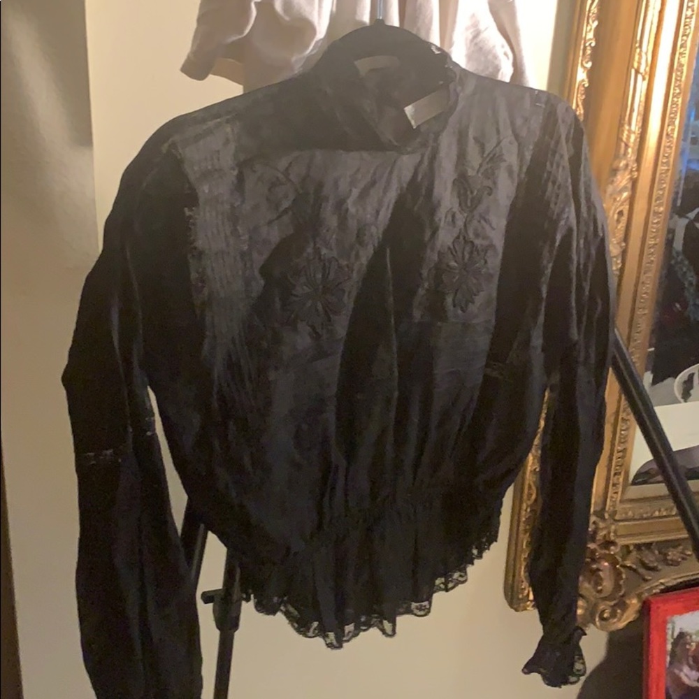 Vintage Gunn Trigere Black Lace Blouse - XS